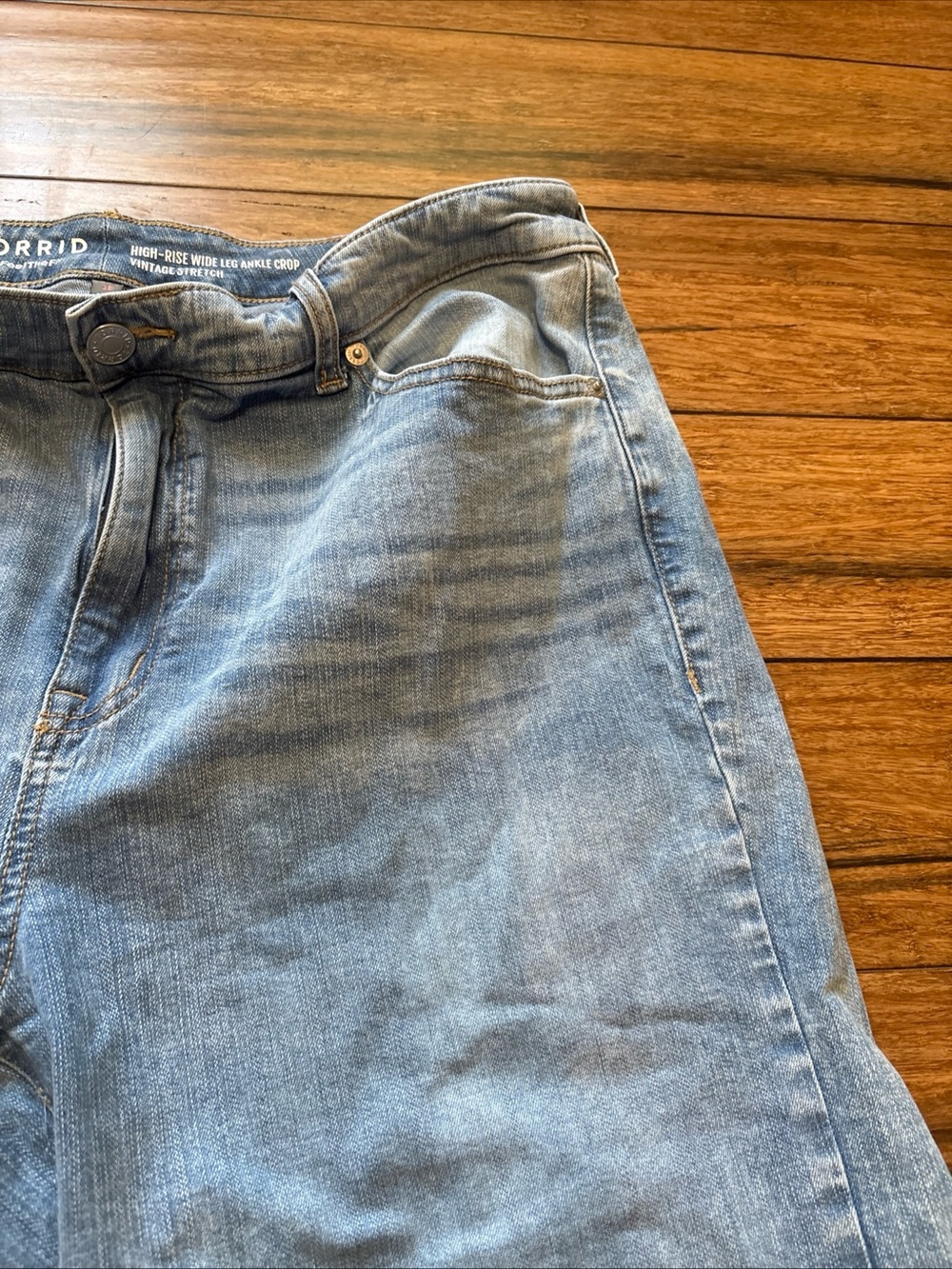 Torrid Wide Leg Jeans Women Sz 16 Blue Ankle Crop High Rise Vintage Stretch Dem - Picture 3 of 6